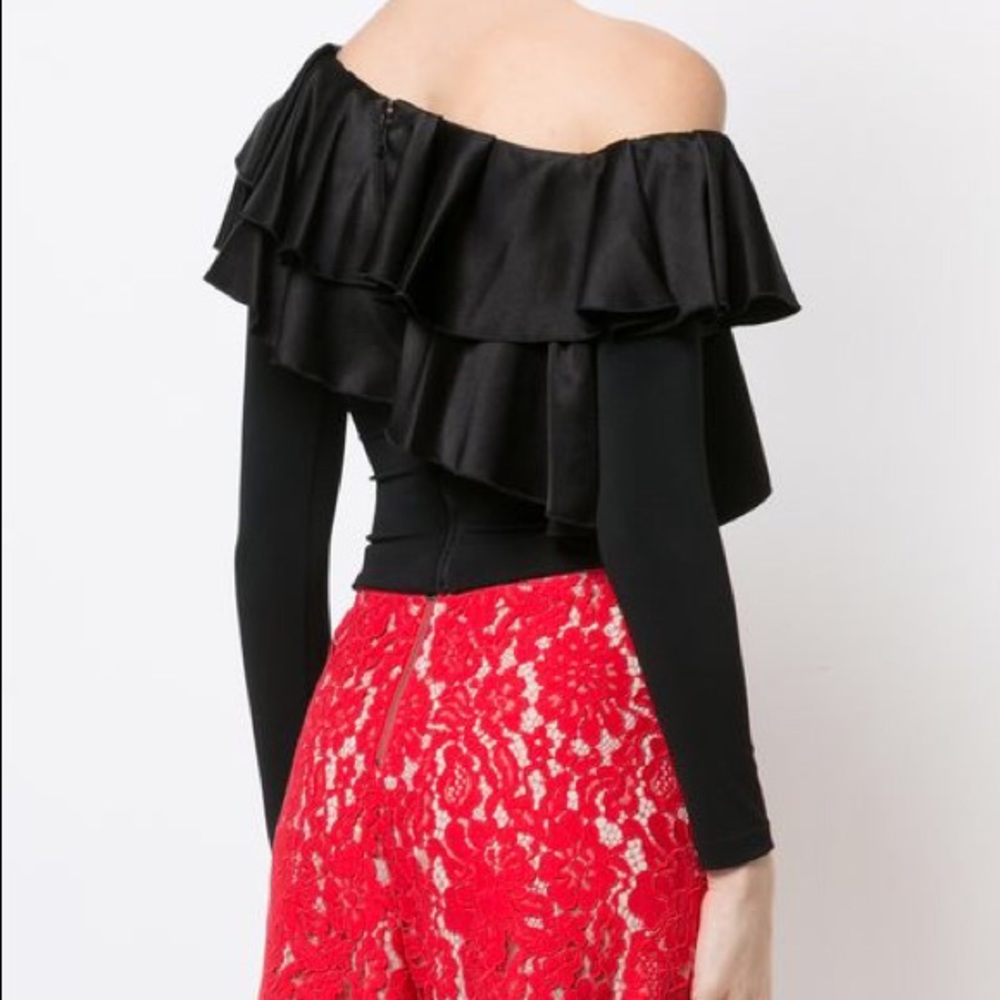 Alice + Olivia Cropped Ruffled Blouse - Picture 4 of 8